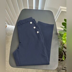 Stretchy Rachel Zoe Navy Capri Pants with Silver Buttons